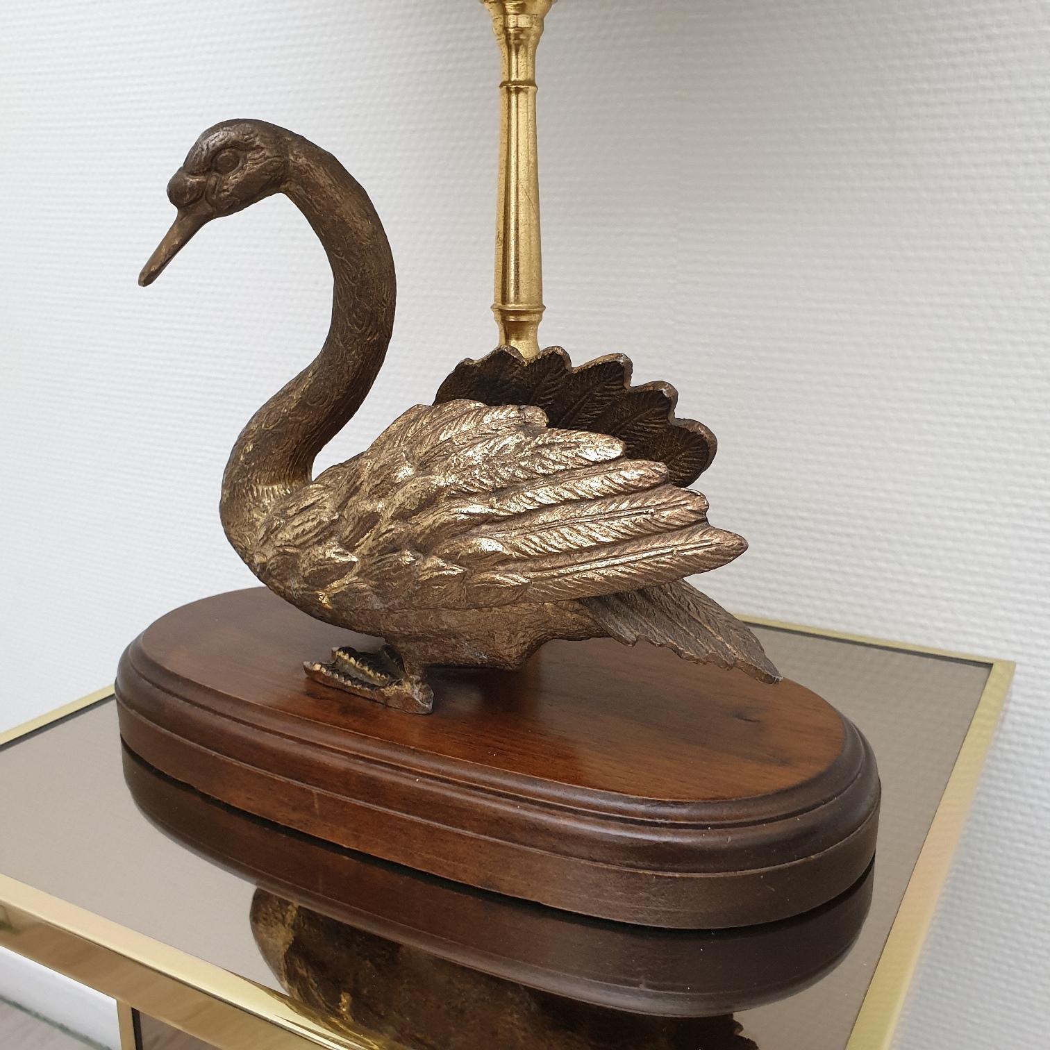 Vintage Brass Table Lamp with Brass Duck, 1960s For Sale 6