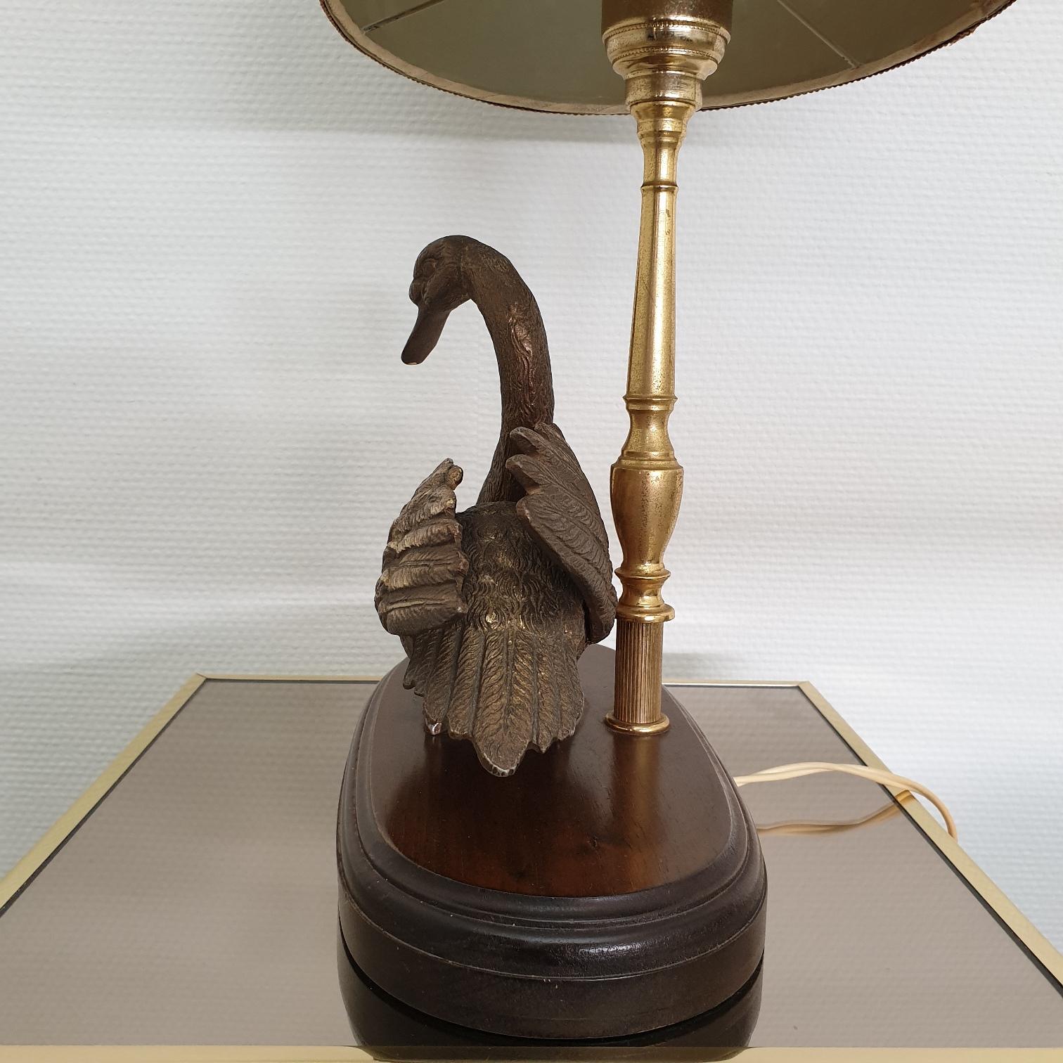 Vintage Brass Table Lamp with Brass Duck, 1960s For Sale 1