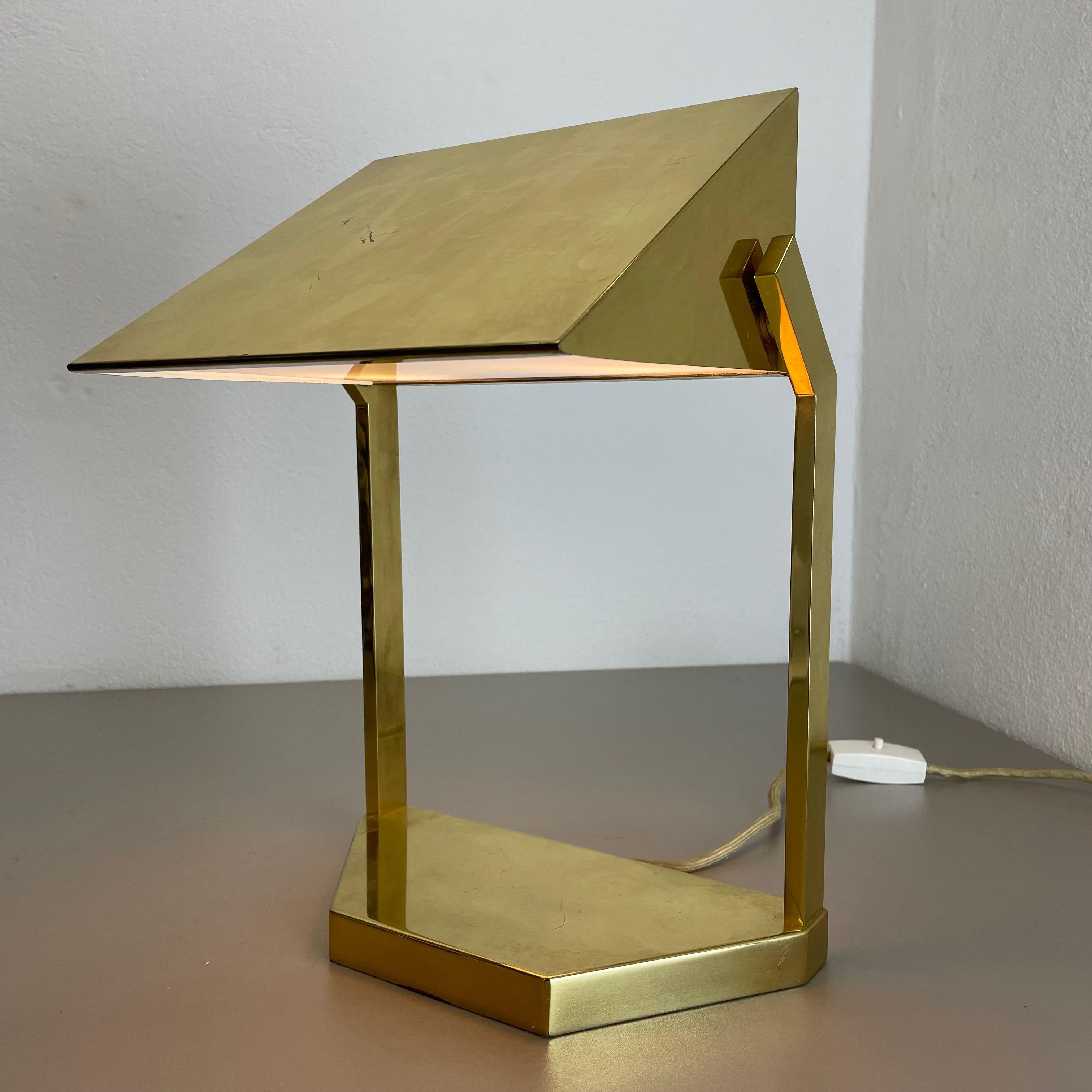Vintage Brass Table Light by Vereinigte Werkstätten München, Germany 1970s For Sale 13