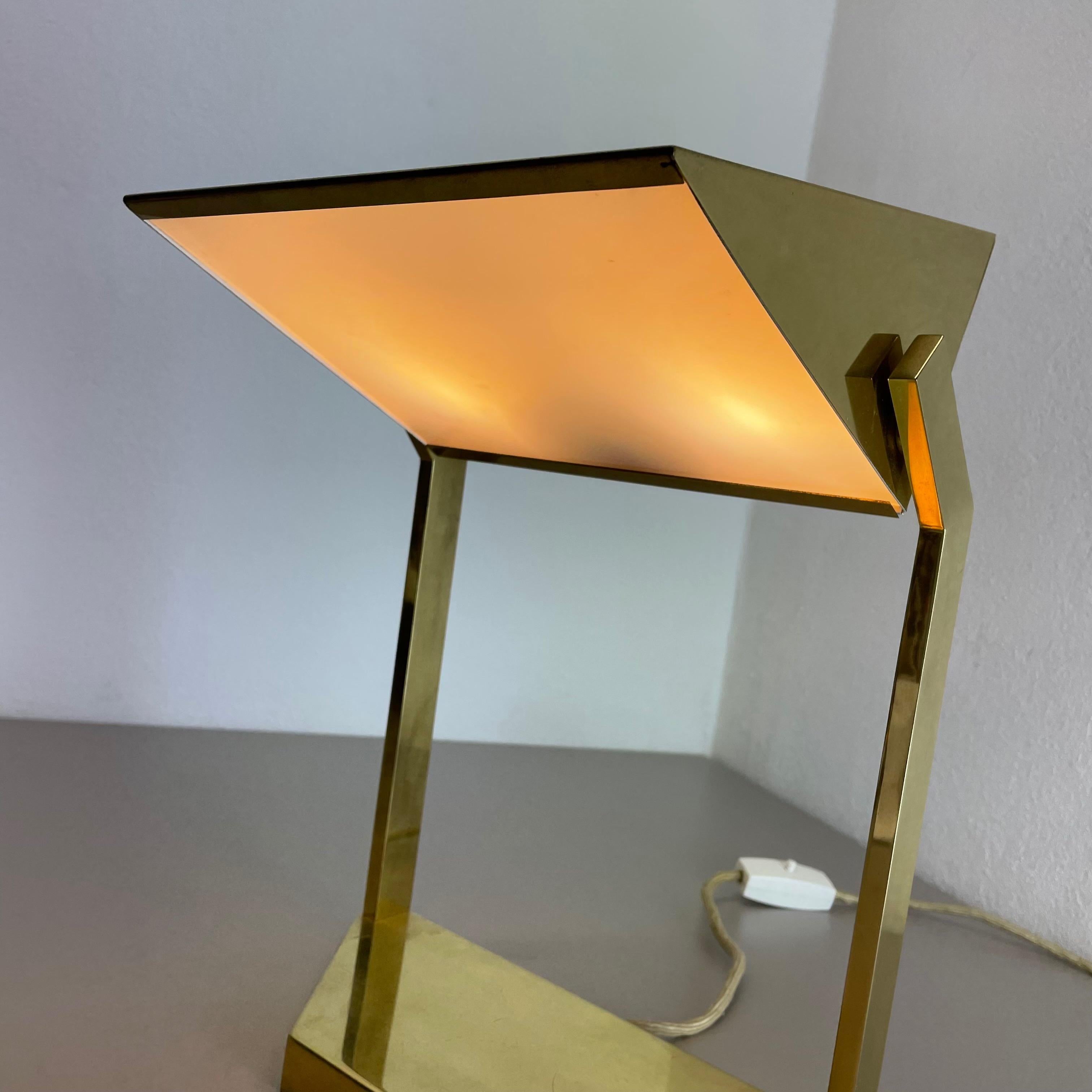 Vintage Brass Table Light by Vereinigte Werkstätten München, Germany 1970s For Sale 14
