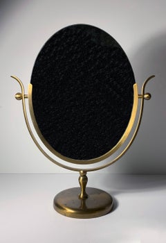 Miroir de table vintage en laiton attribué à Charles Hollis Jones