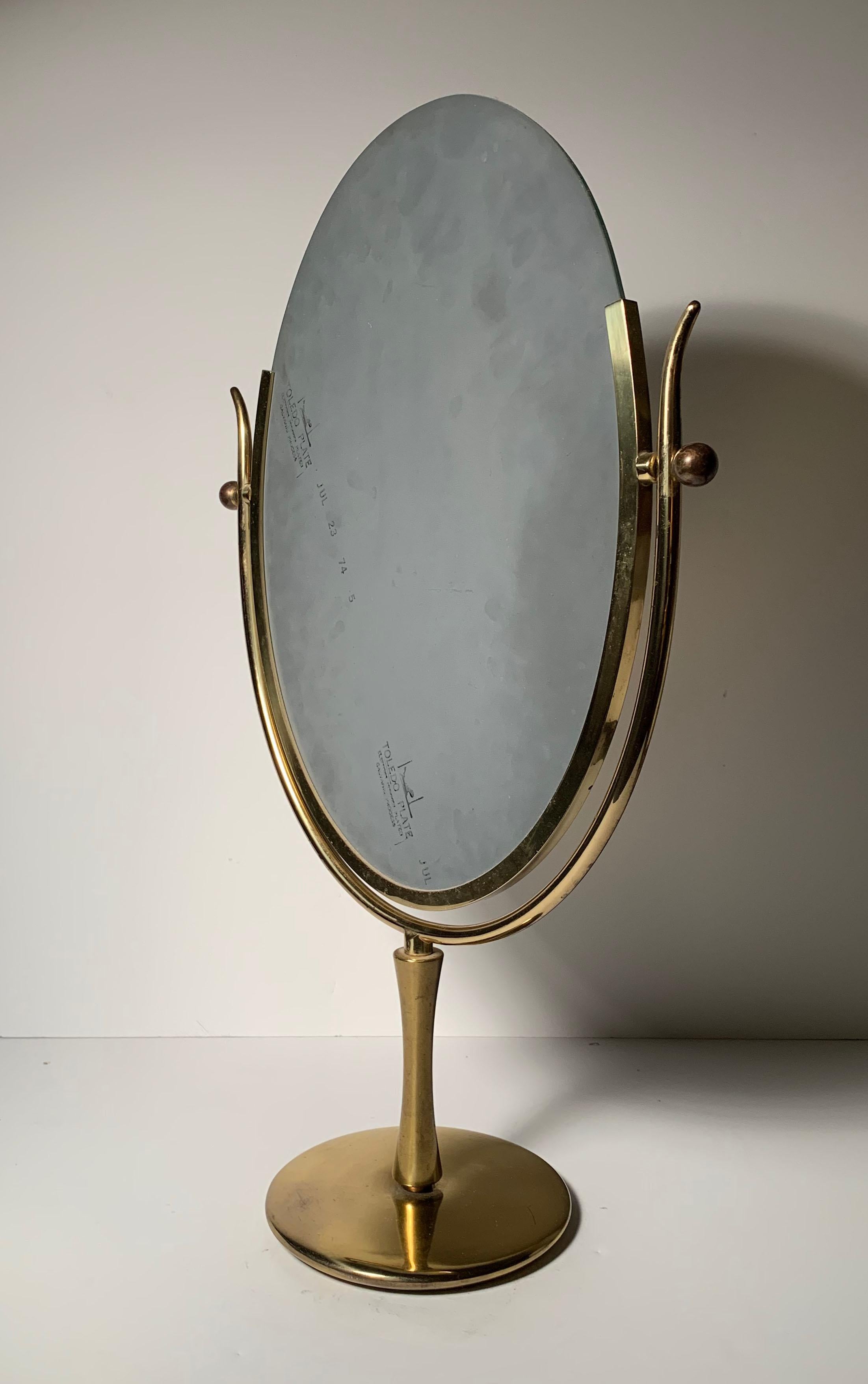 Vintage Brass Table Mirror attributed to Charles Hollis Jones For Sale 1