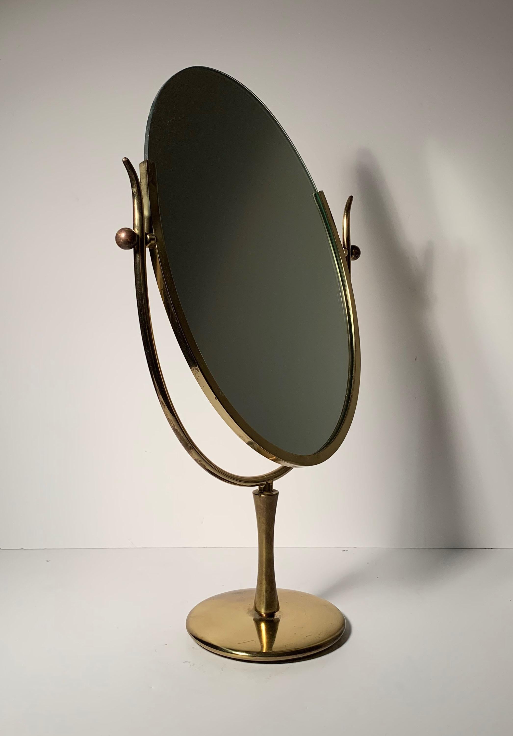 American Vintage Brass Table Mirror attributed to Charles Hollis Jones For Sale