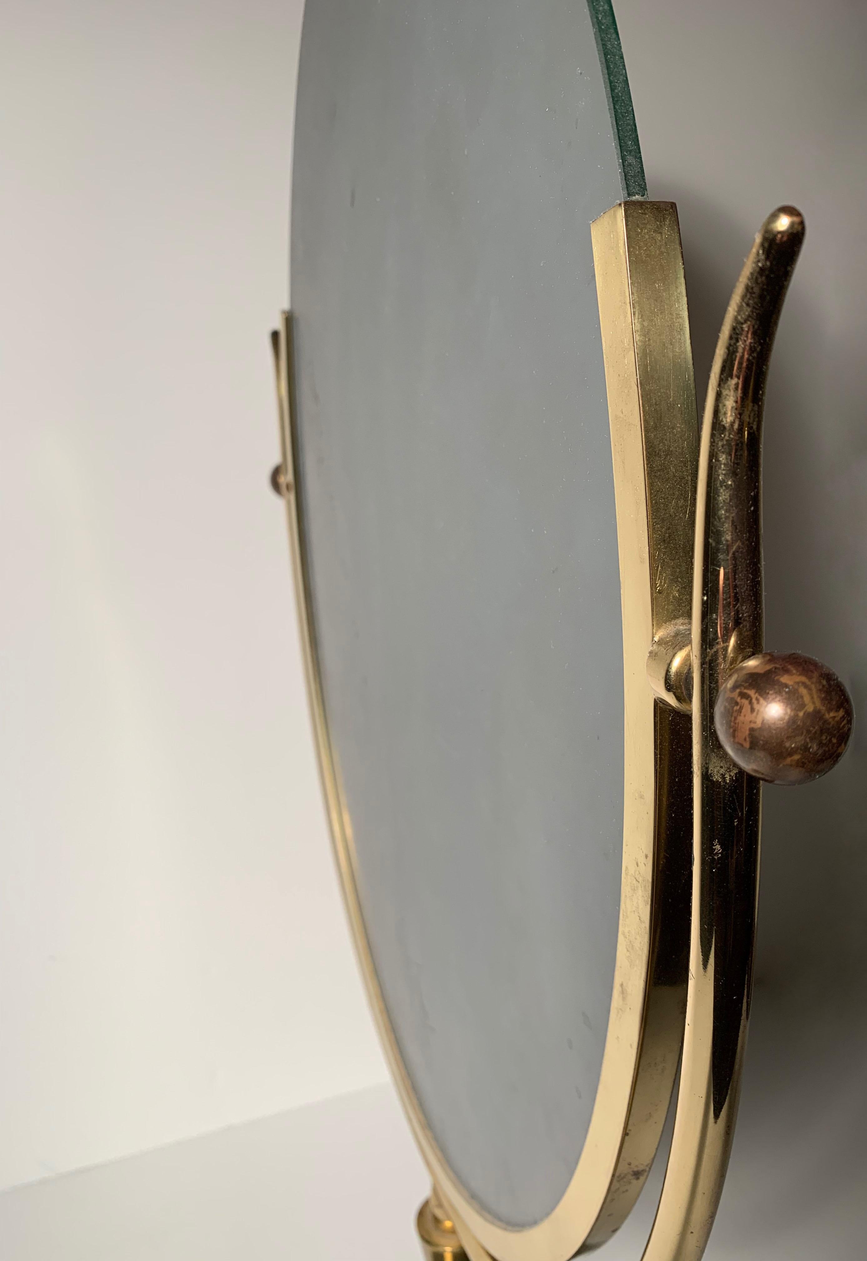 20th Century Vintage Brass Table Mirror attributed to Charles Hollis Jones For Sale