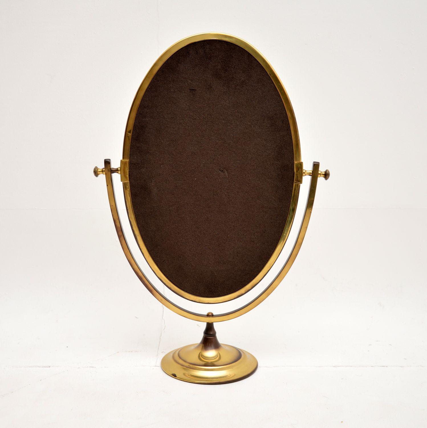 Vintage Brass Table Top Vanity Mirror In Good Condition In London, GB