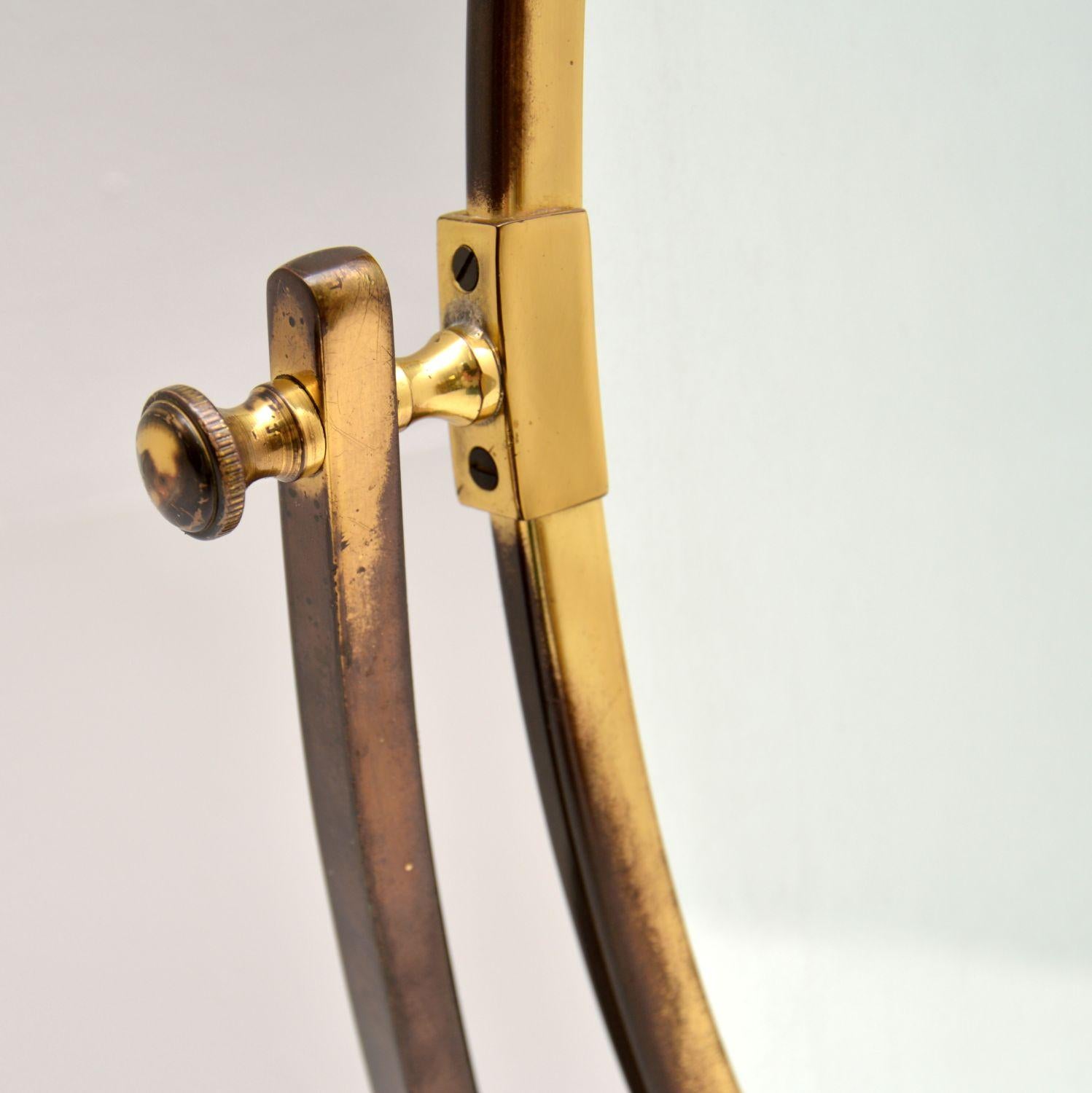 Mid-20th Century Vintage Brass Table Top Vanity Mirror