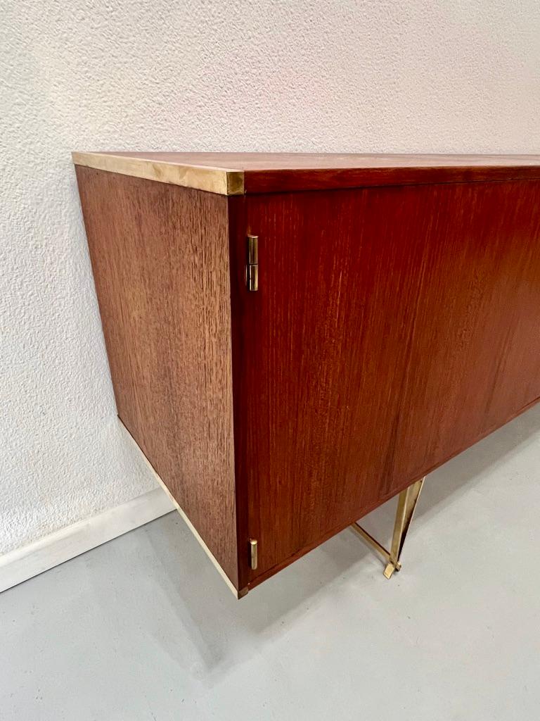 Dutch Vintage Brass & Teak Sideboard by William Watting for Fristho, Netherlands 1955 For Sale