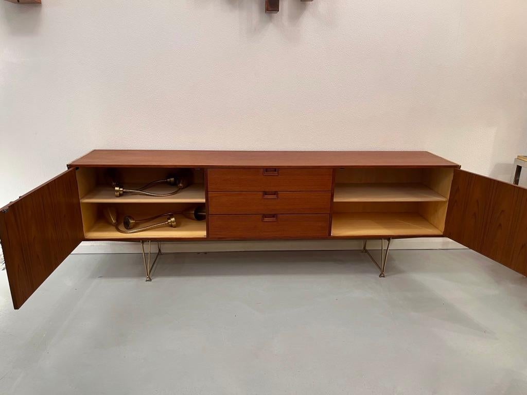 Mid-20th Century Vintage Brass & Teak Sideboard by William Watting for Fristho, Netherlands 1955 For Sale