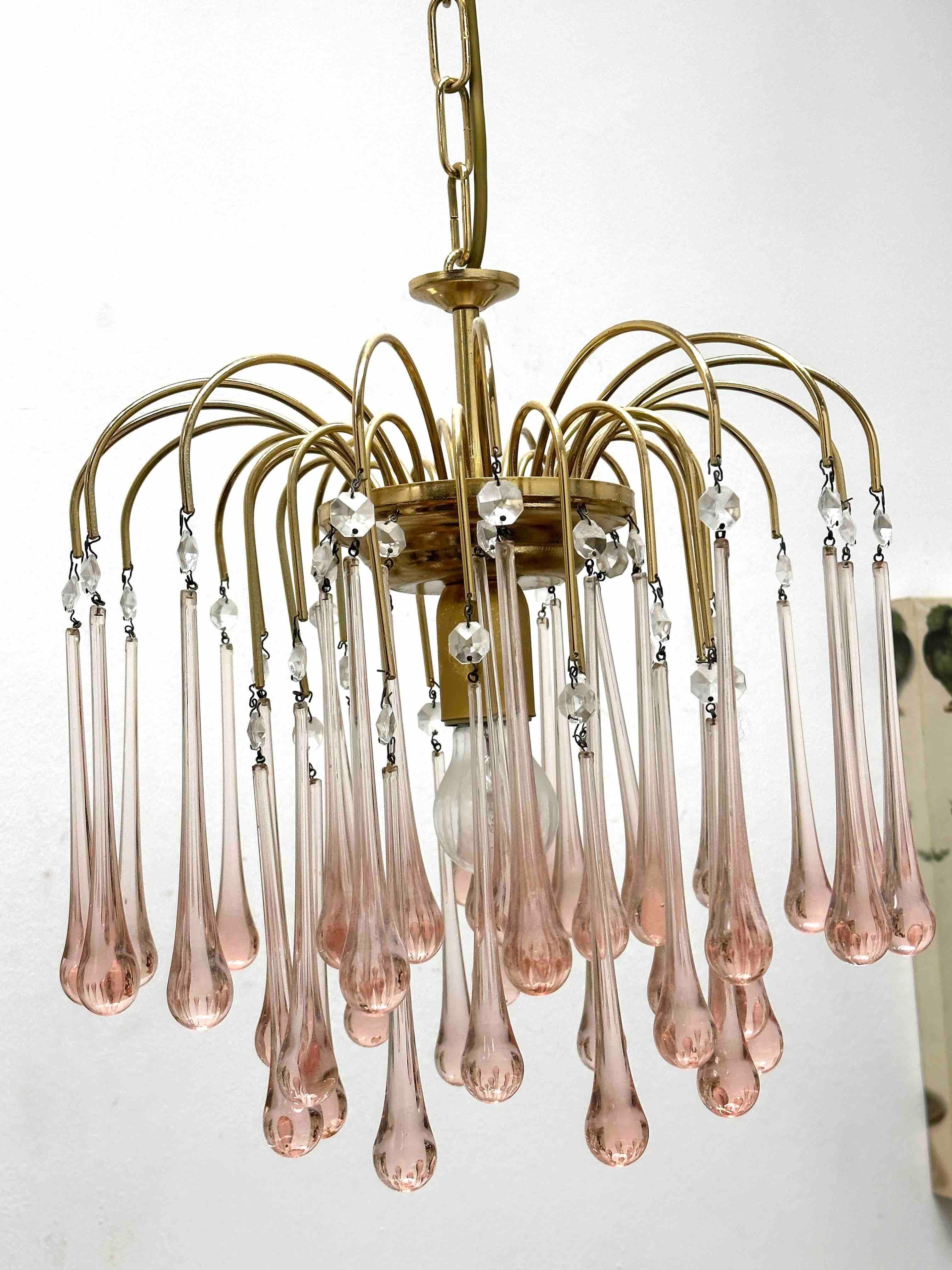 pink glass chandelier