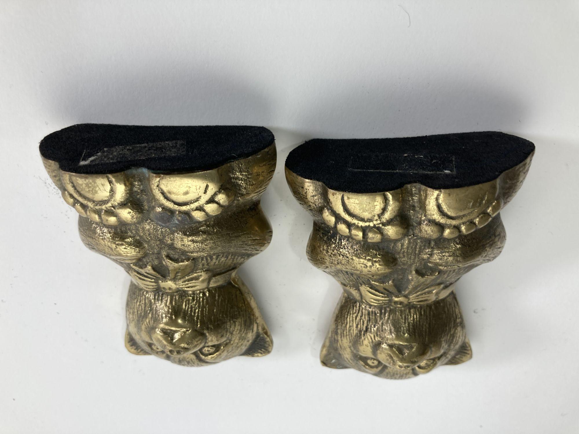 Vintage Brass Teddy Bear Bookends For Sale 3