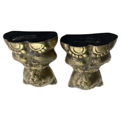 Vintage Brass Teddy Bear Bookends - Mid-Century Nursery Decor