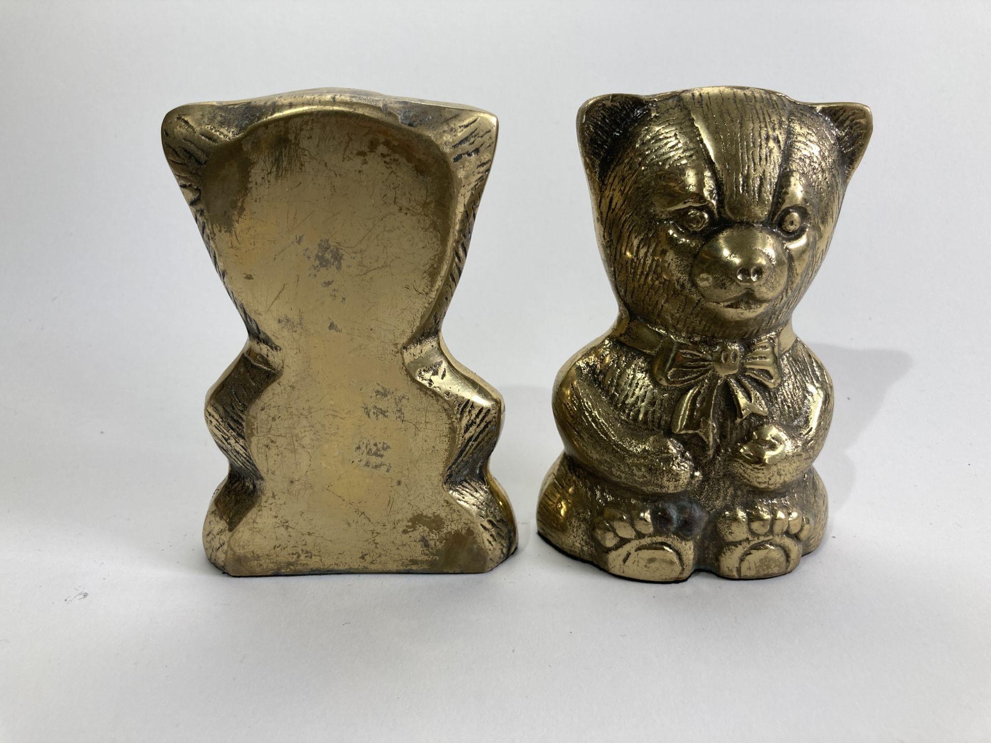 Mid-Century Modern Vintage Brass Teddy Bear Bookends For Sale