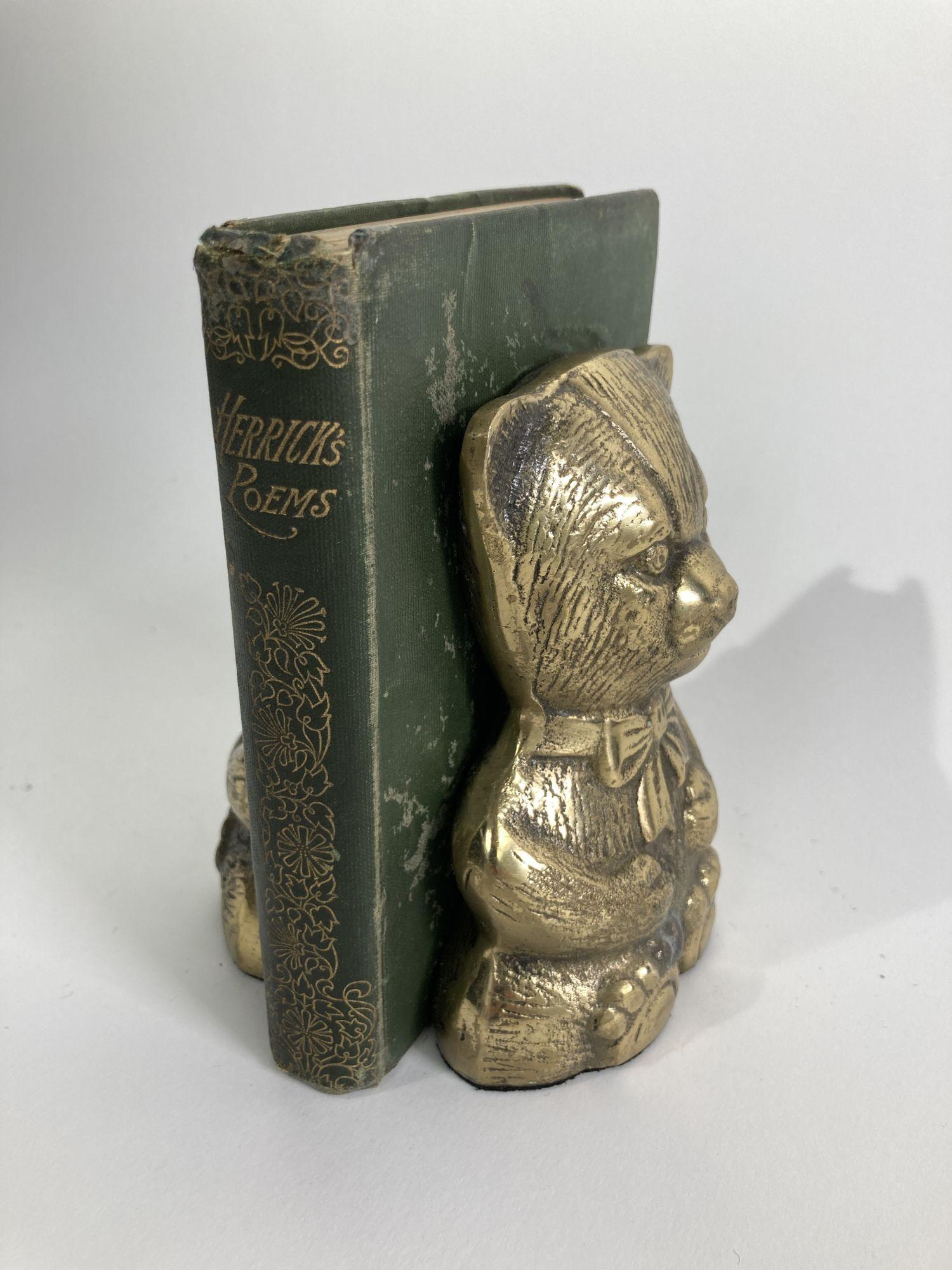 20th Century Vintage Brass Teddy Bear Bookends For Sale
