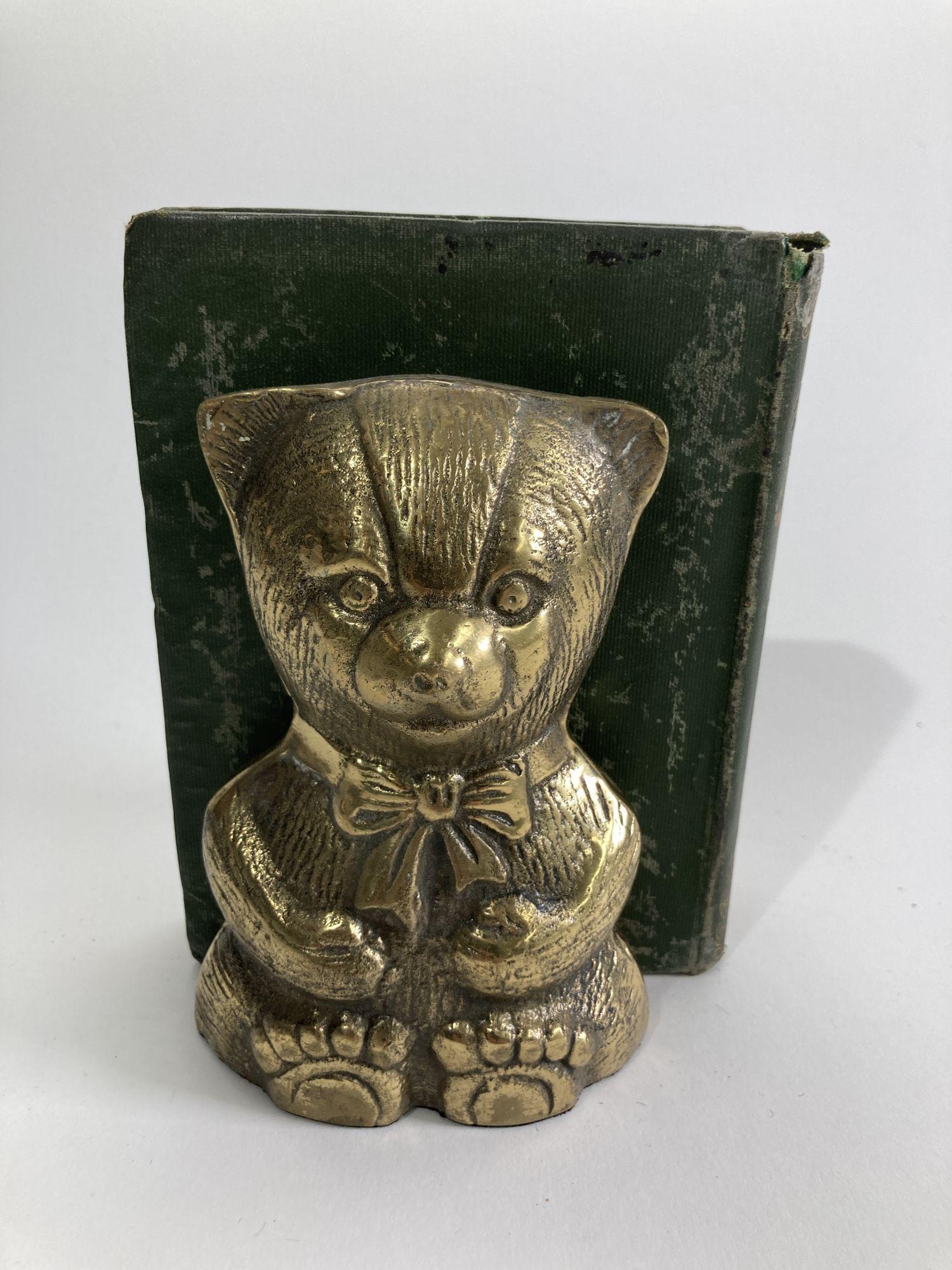 Vintage Brass Teddy Bear Bookends For Sale 1