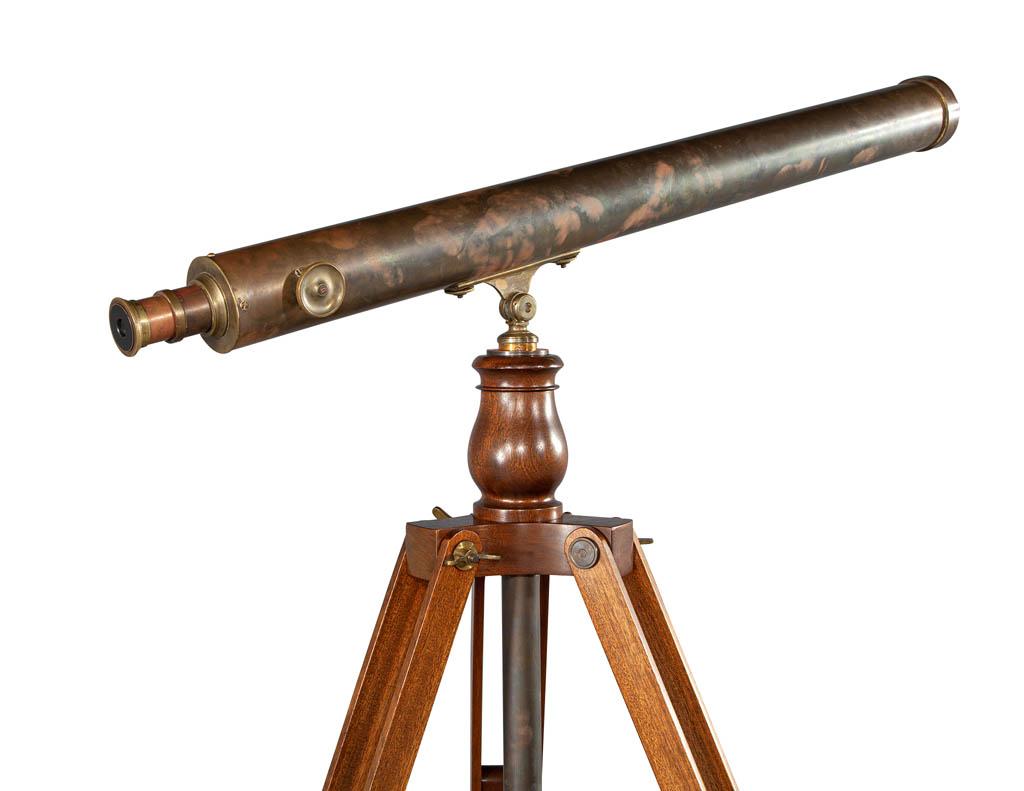 Vintage Brass Telescope on Walnut Tripod Stand For Sale 1