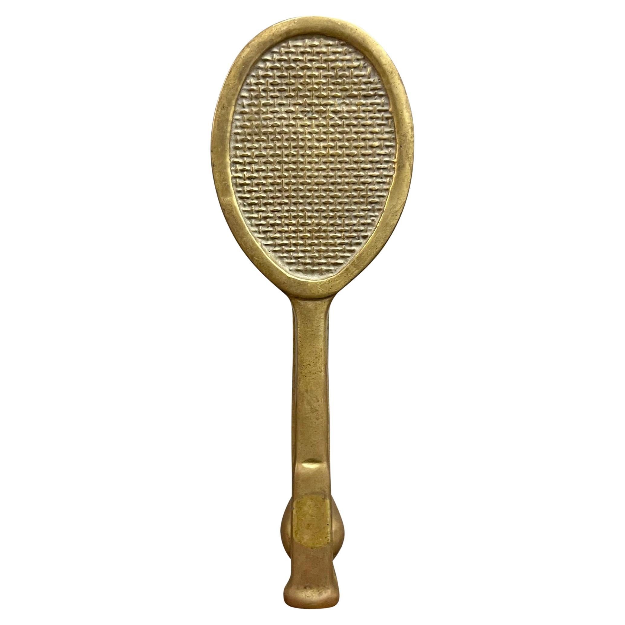 Polished Brass Tennis Racquet Door Knocker – Solid Brass Sports-Themed Door Hardware