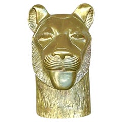 Vintage Brass Tiger Head Sculpture