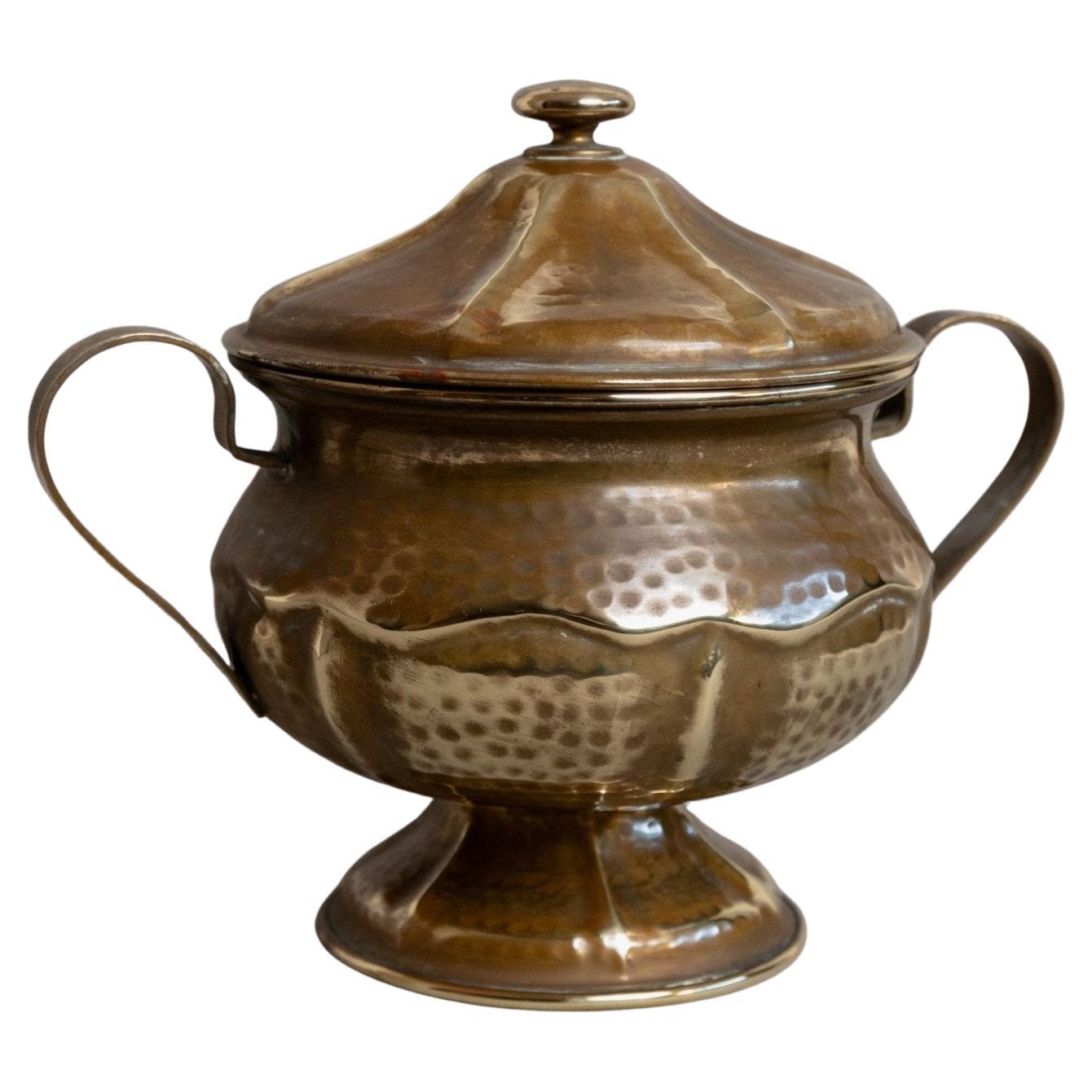 Vintage Messingdose mit Deckel - Handgefertigt, Italien, 1940er Jahre im Angebot