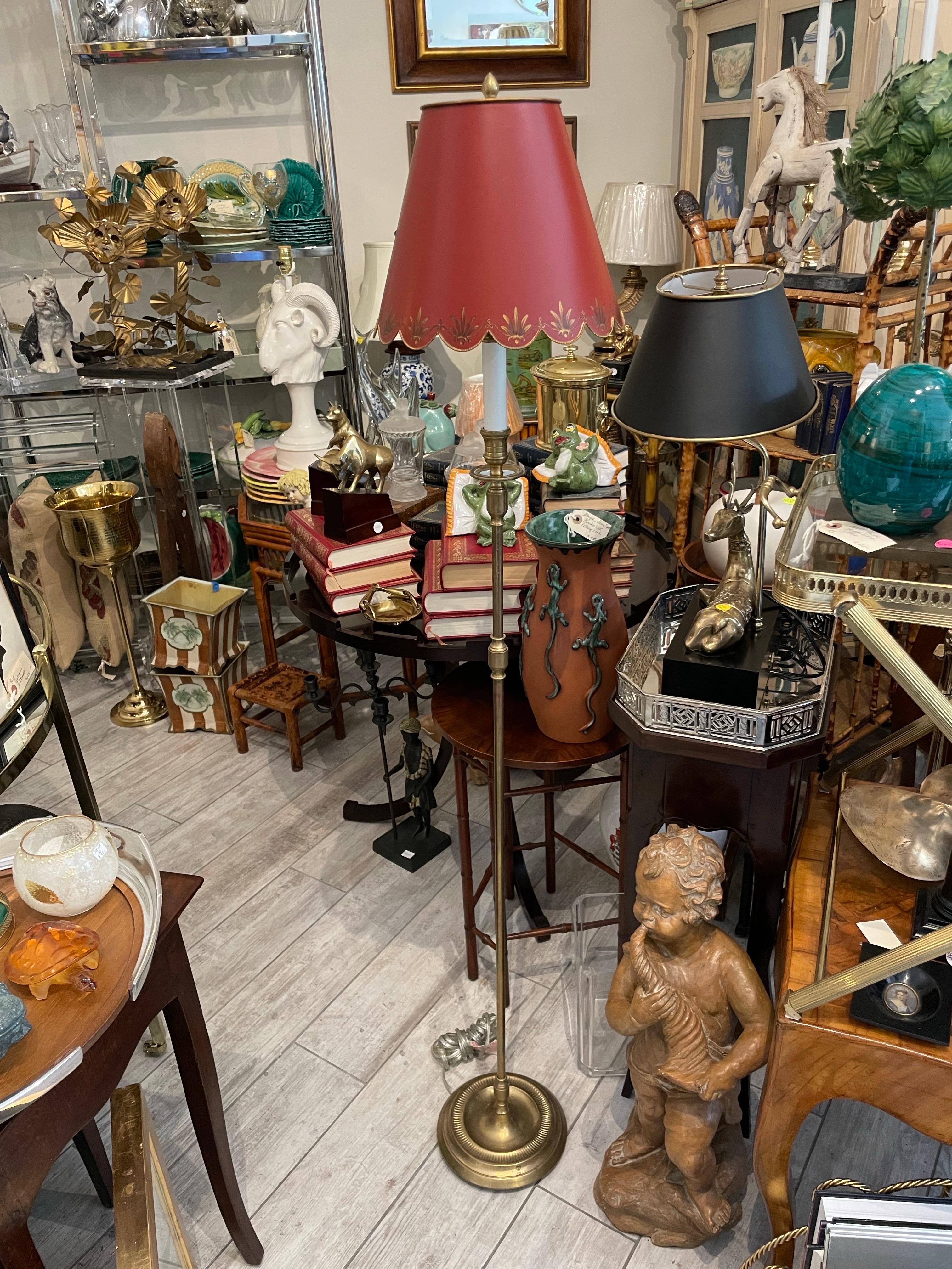 XX secolo Lampada da terra in ottone e talpa vintage in vendita