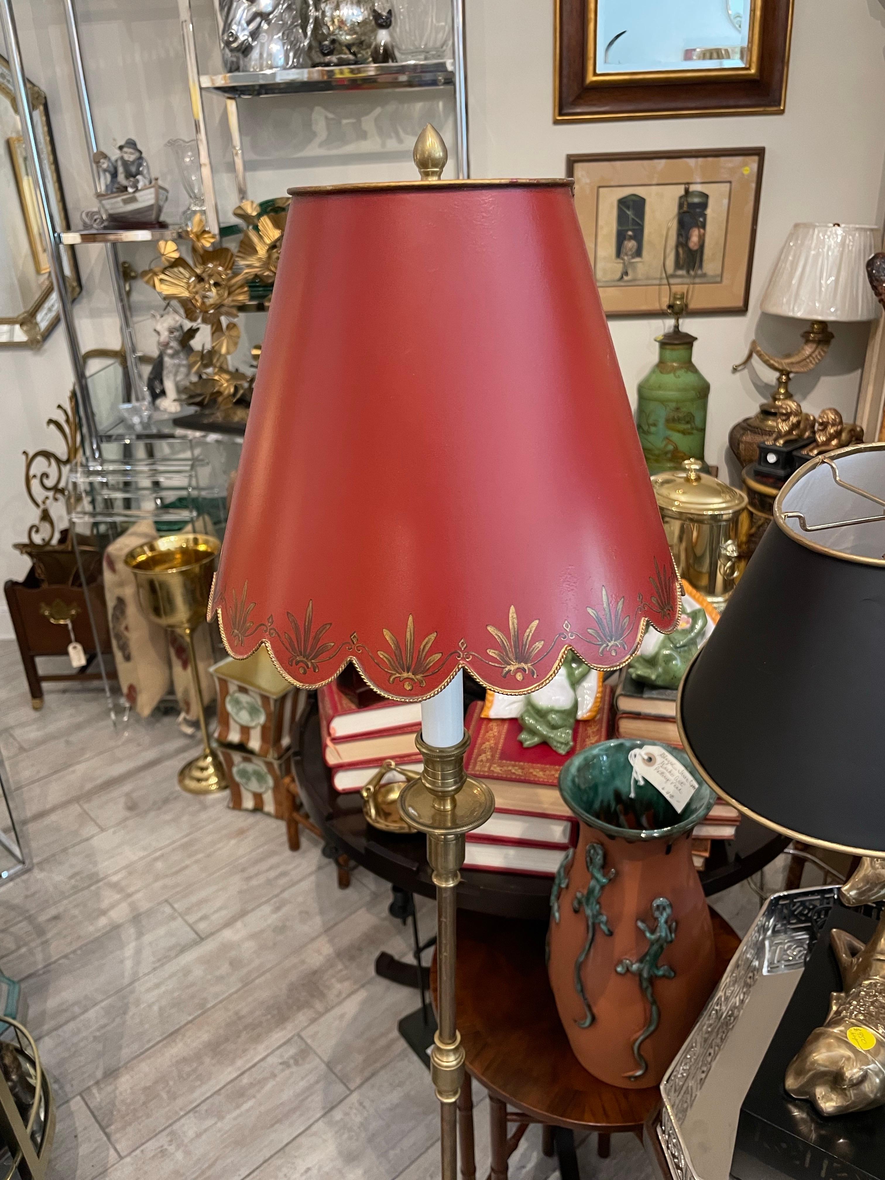 Lampada da terra in ottone e talpa vintage in vendita 1