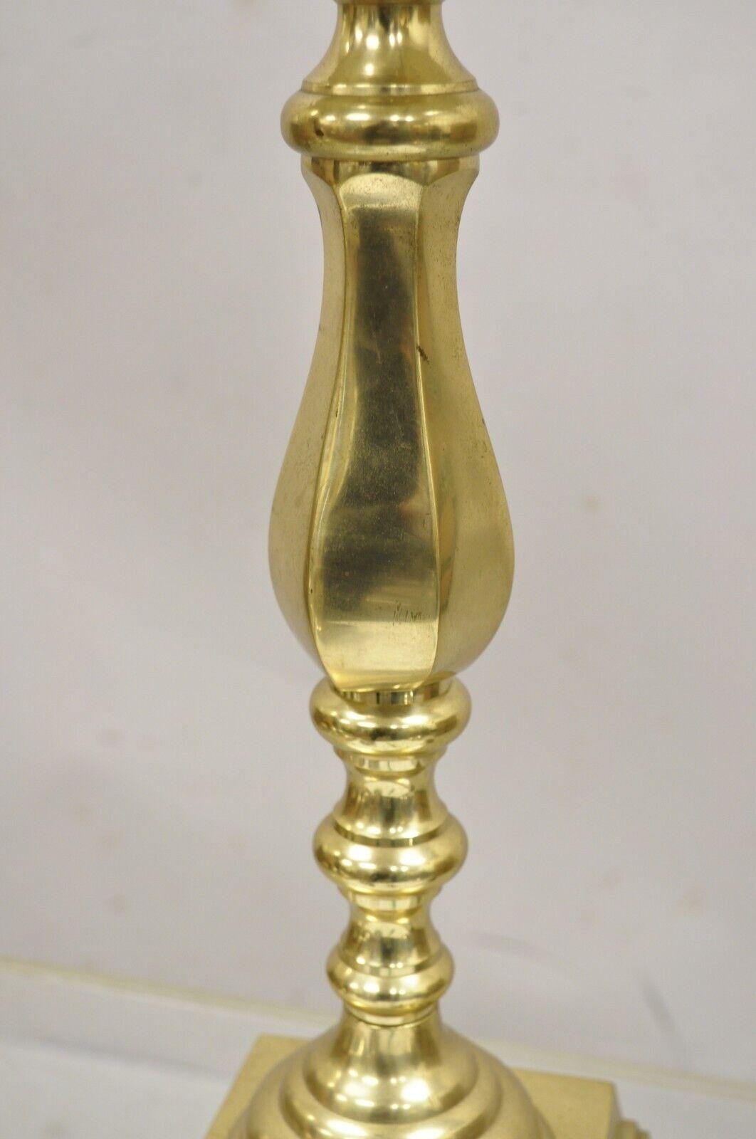 Vintage Brass Tole Metal Black Tole Shade Candlestick Desk Table Lamp 2