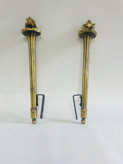 Vintage brass torches. Wall decoration. France brass sculptures romantic.