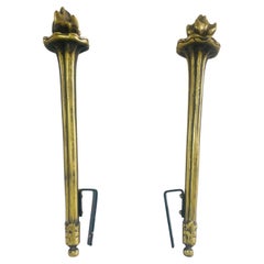 Vintage brass torches. Wall decoration. France brass sculptures romantic.