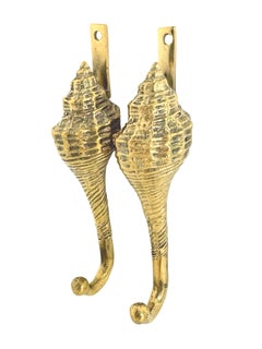 Vintage Messing Handtuchhaken mit Muschelmotiv, Österreich 20.