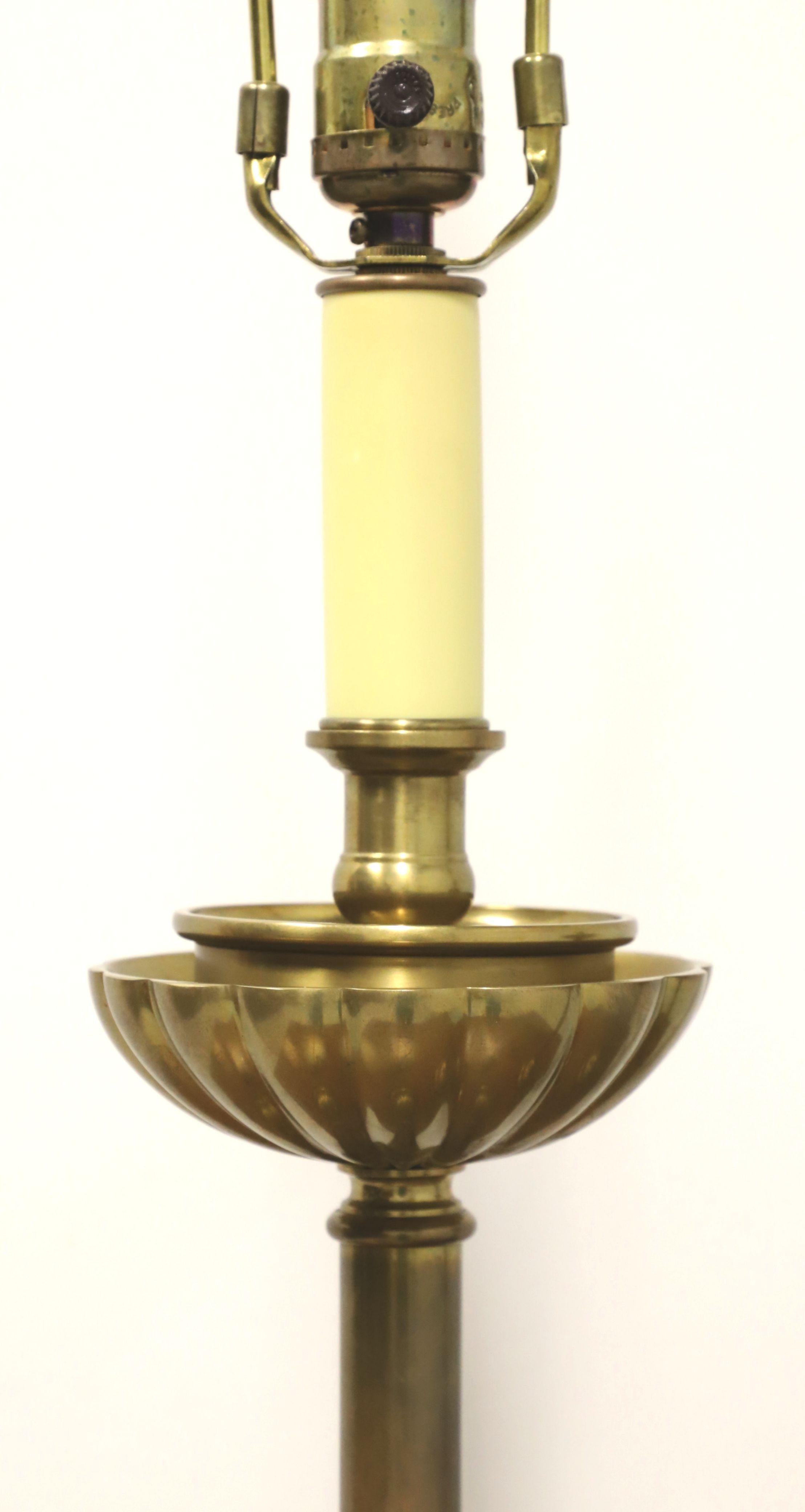 20th Century Vintage Brass Traditional Candlestick Table Lamps - Pair For Sale