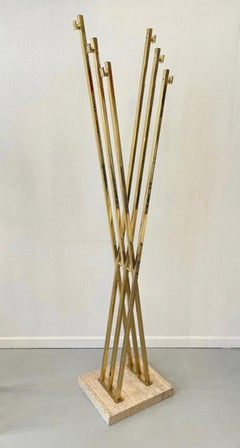 Romeo Rega Vintage Brass & Travertine Coat Rack ca. 1970s