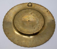 Vintage Brass Tray Enameled Etched Wall Hanging Hand-Painted Meenakari Plate