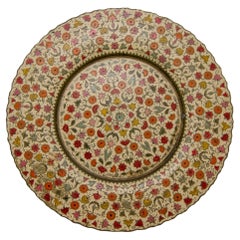 Vintage Brass Tray Enameled Etched Wall Hanging Hand-Painted Meenakari Plate