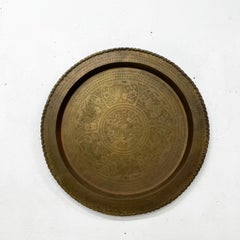 Vintage Brass Tray Floral Detail Decorative Wall Hanging