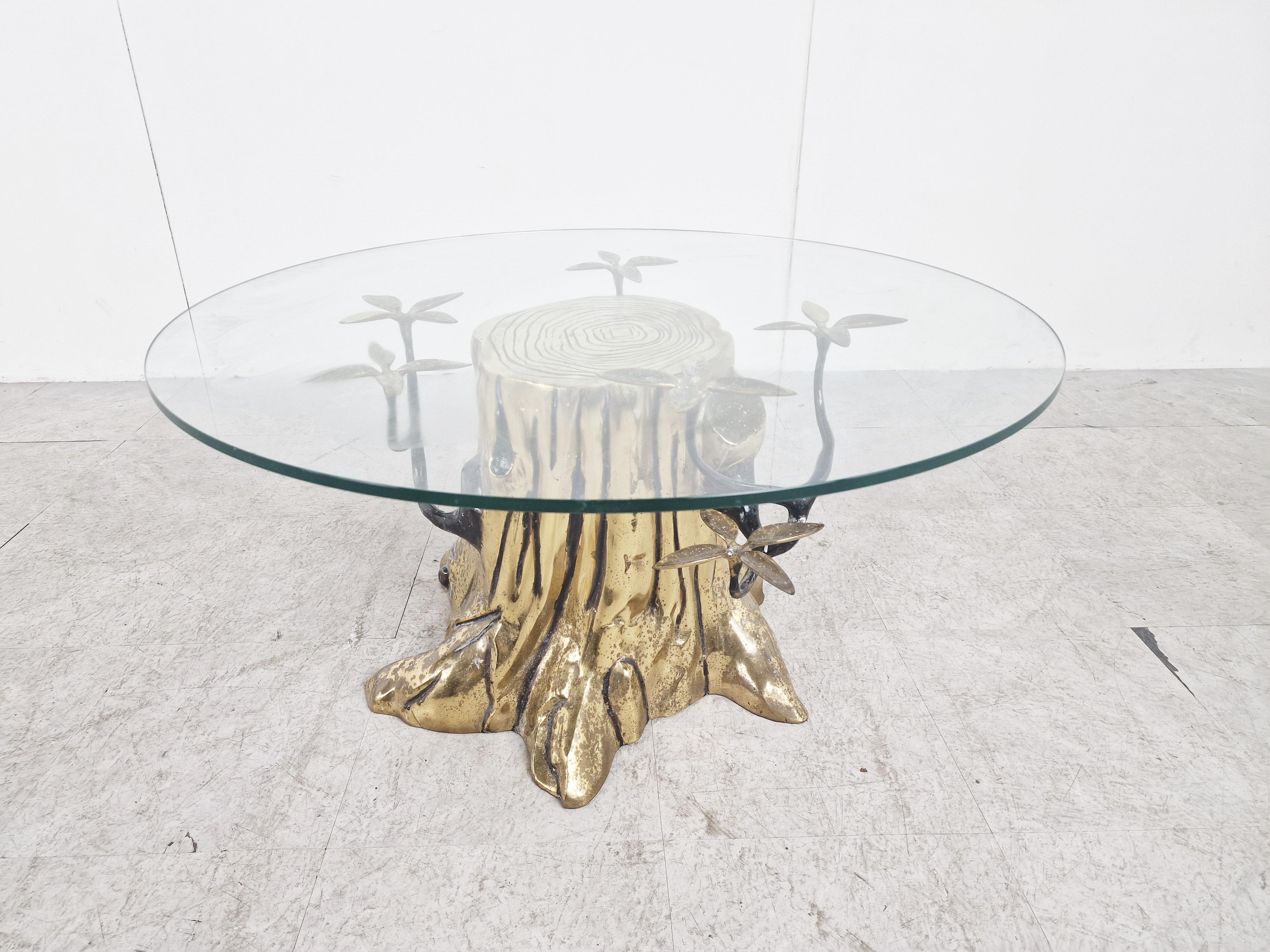 Belgian Vintage Brass Tree Coffee Table by Willy Daro, 1970s