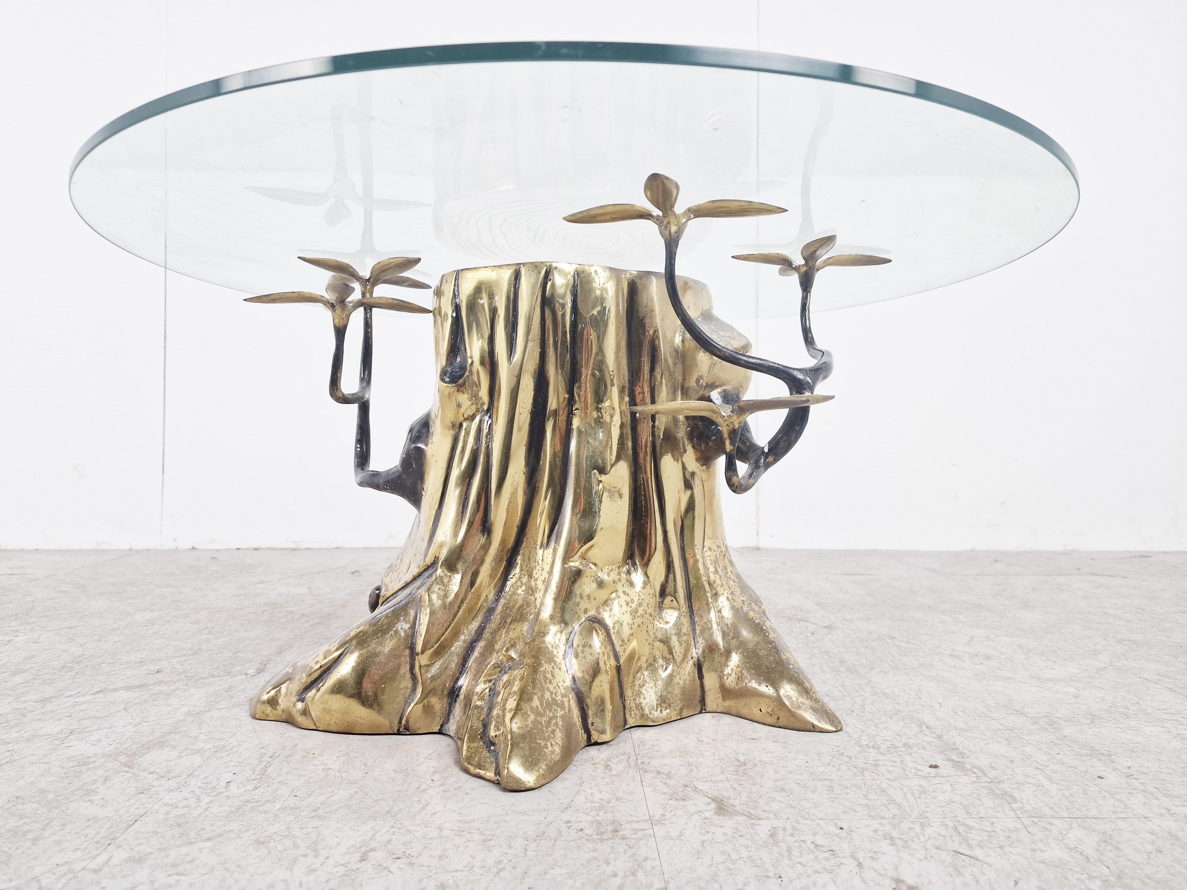 Late 20th Century Vintage Brass Tree Coffee Table by Willy Daro, 1970s
