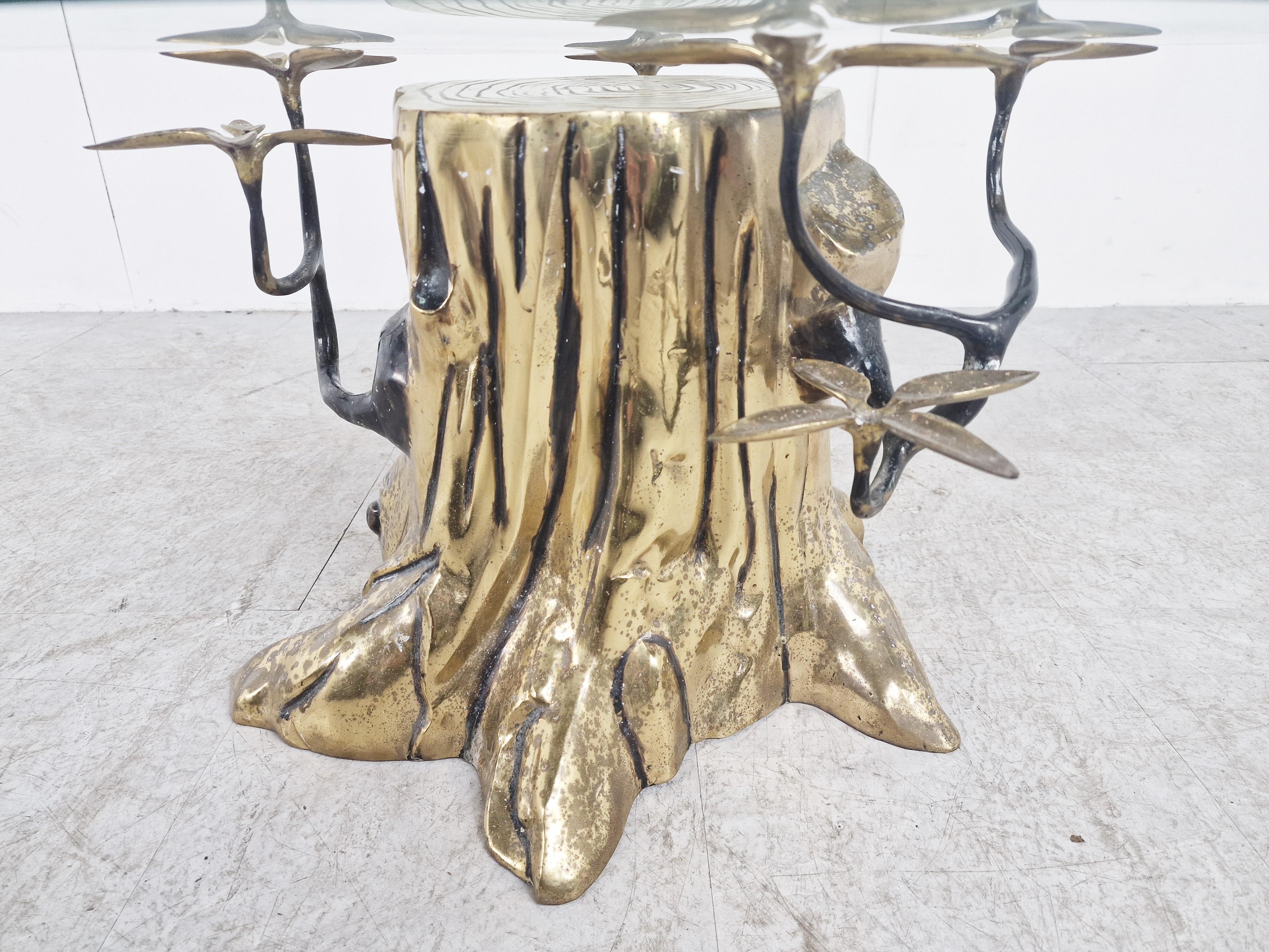 Vintage Brass Tree Coffee Table by Willy Daro, 1970s 1