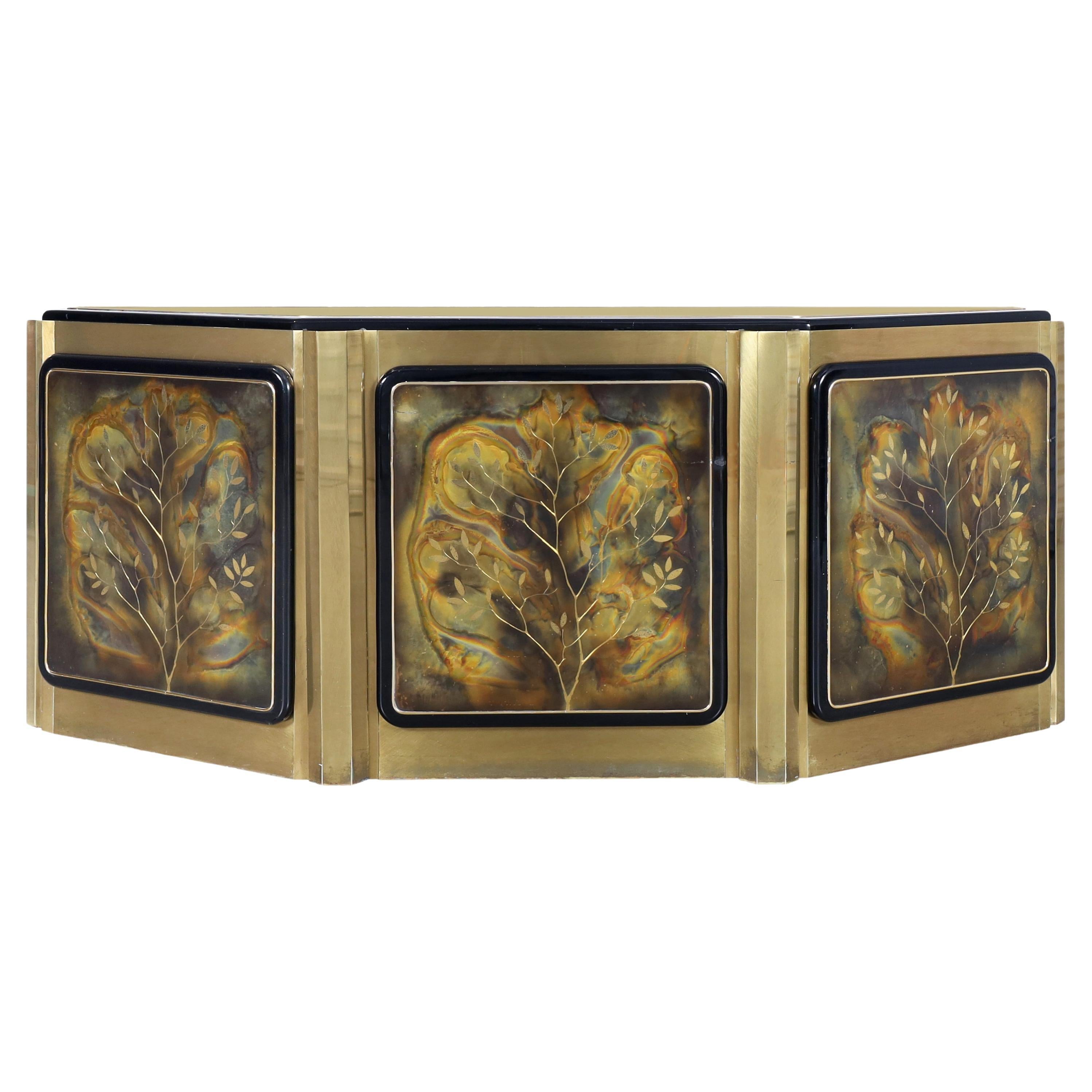 Vintage Brass "Tree of Life" Credenza by Bernhard Rohne for Mastercraft For Sale