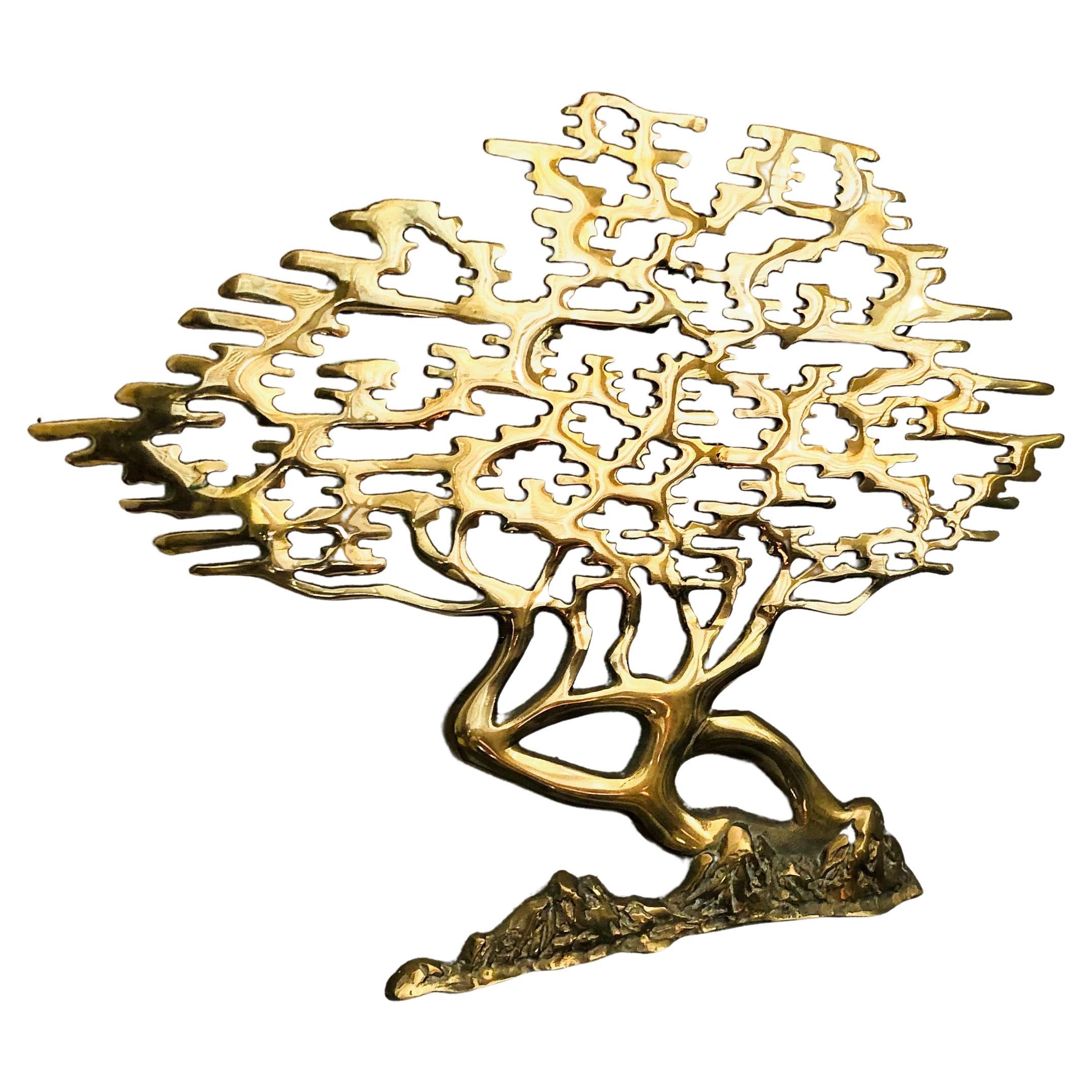 Vintage Brass Tree Wall Sculpture