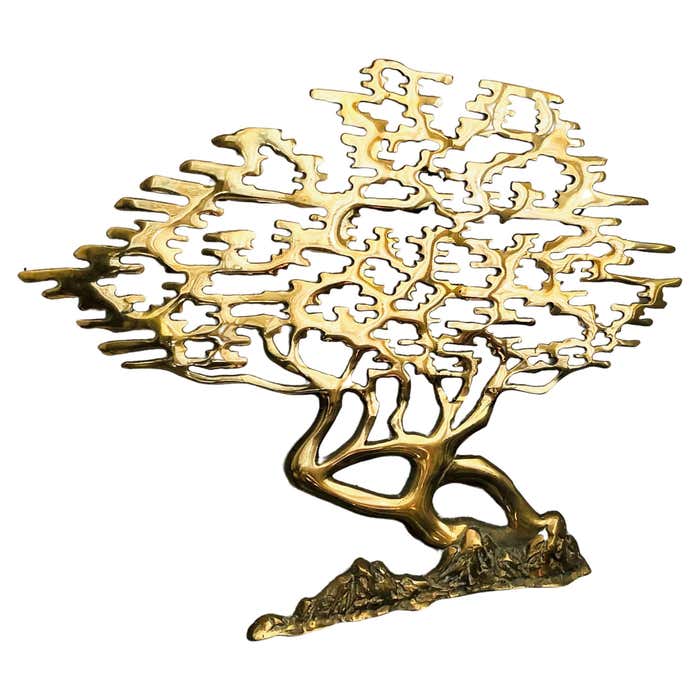 Vintage Brass Tree Wall Sculpture at 1stDibs | brass tree wall art