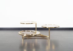 Vintage Brass "Tri Level" Swivel Coffee Table by Milo Baughman