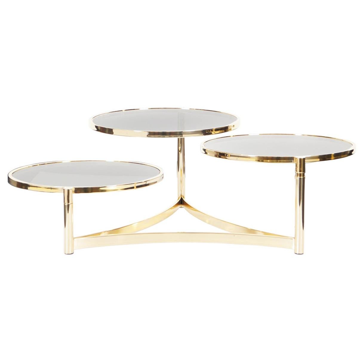 Vintage Brass "Tri Level" Swivel Coffee Table by Milo Baughman