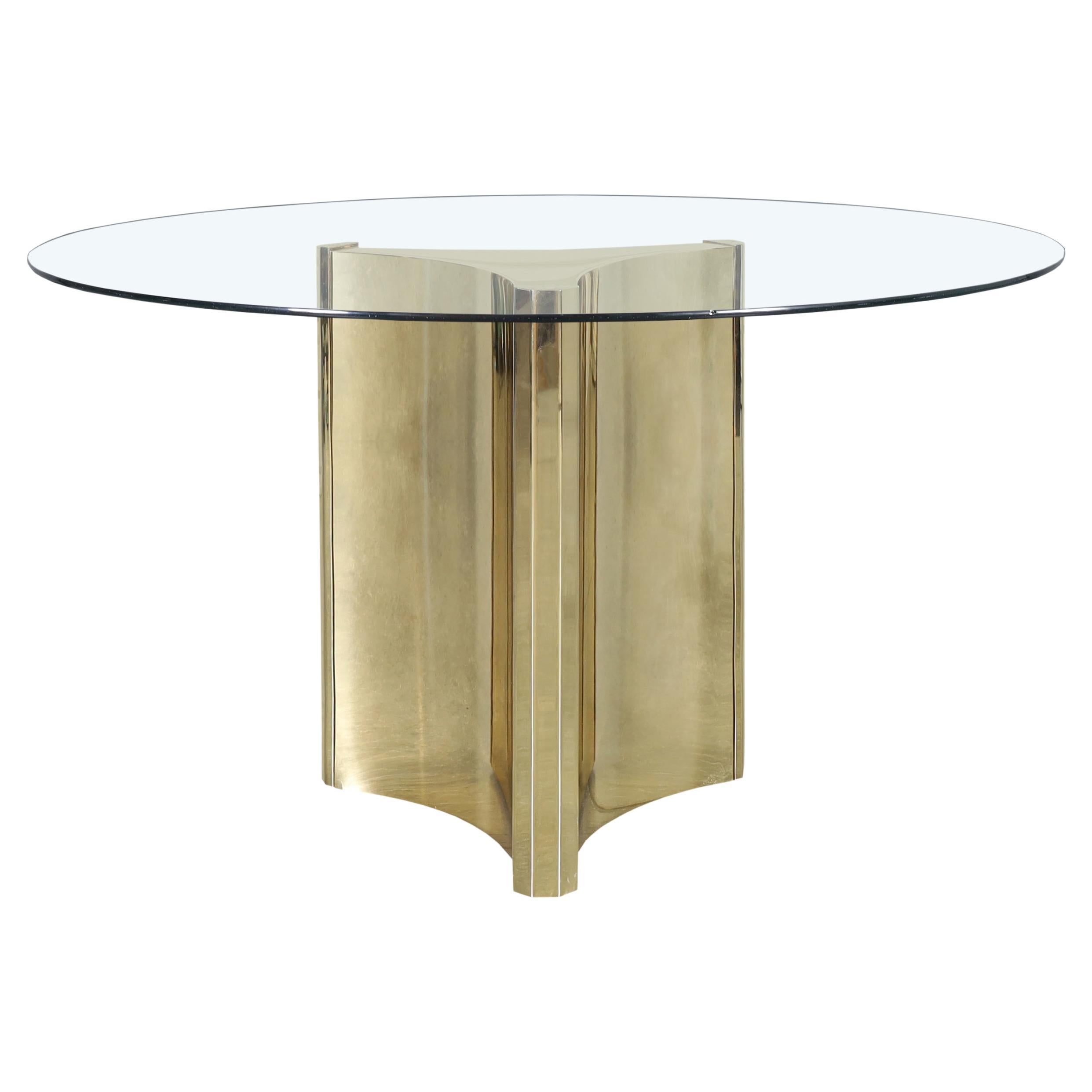 Vintage Brass "Trilobi" Pedestal Dining Table by Mastercraft