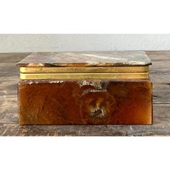 Vintage Brass Trimmed Stone Box