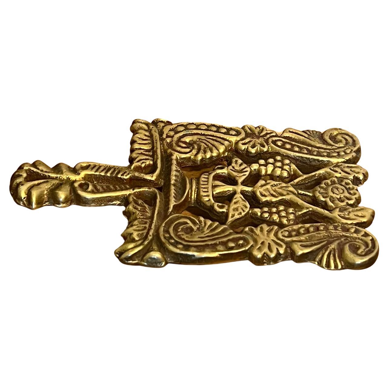 Vintage Brass Trivet long form handle