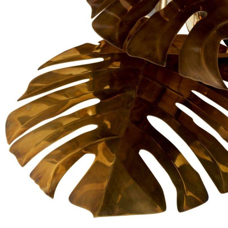 Araña de latón vintage de estilo tropical con diseño escultural de hojas Siglo XXI y contemporáneo en venta
