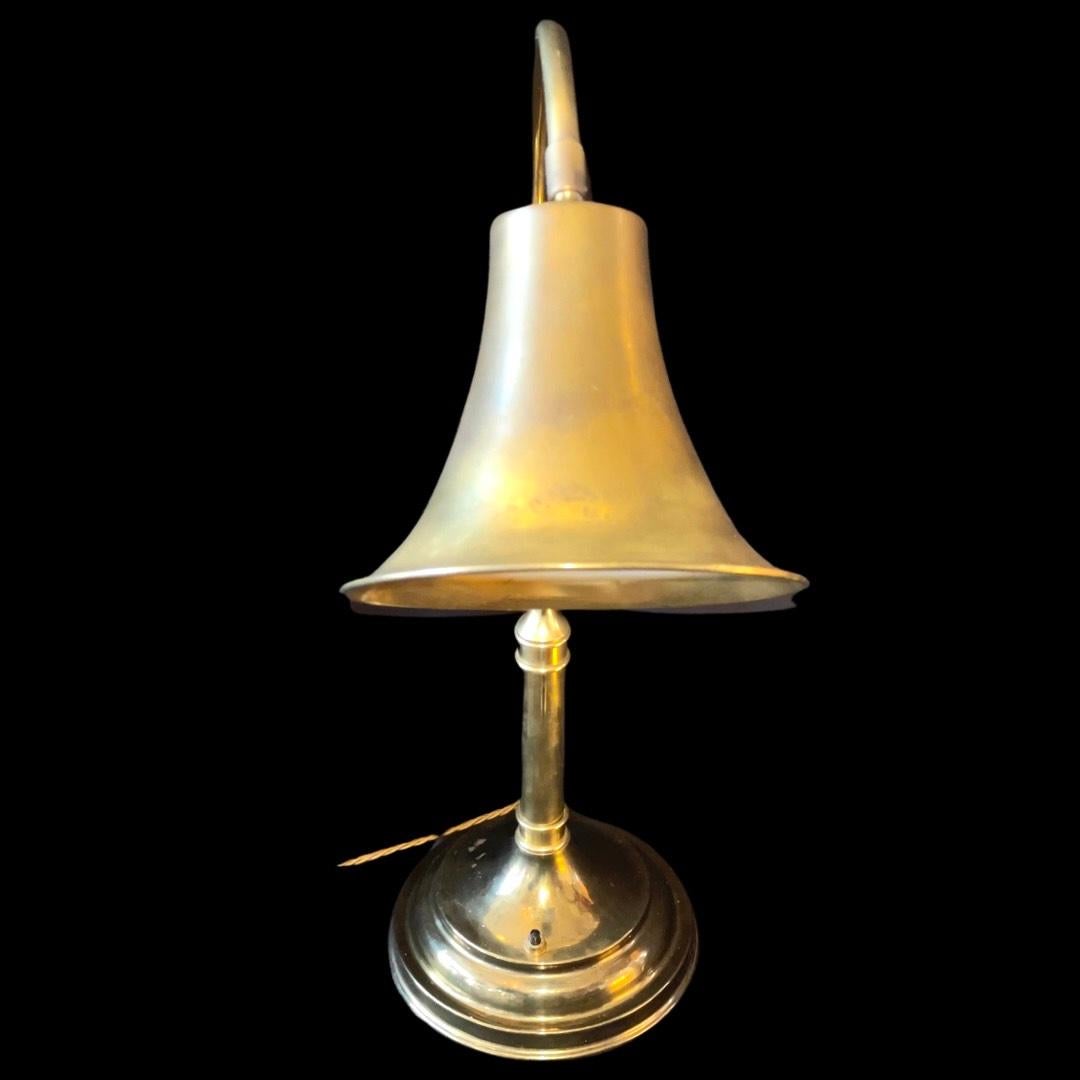 Vintage Brass 'Trumpet Head' Desk Lamp In Good Condition For Sale In London, GB