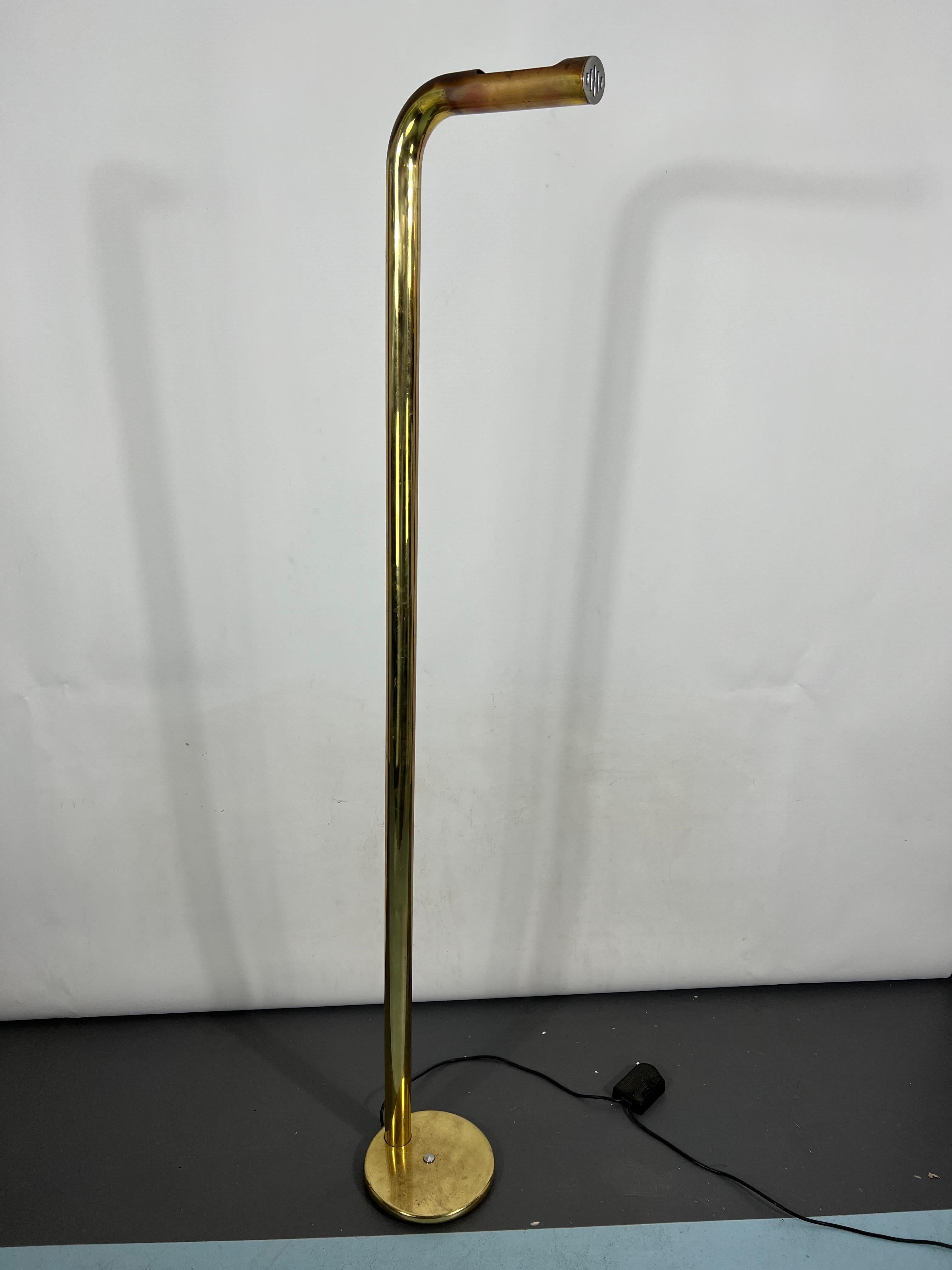 Italian Vintage Brass Tube Floor Lamp, Italy, 1970s For Sale