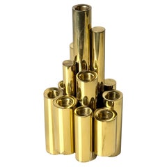 Vintage Brass Tubular Menorah Candle Holder in the style of Gio Ponti 1960s