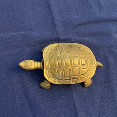 Vintage Brass Turtle Catchall with Hinged Lid