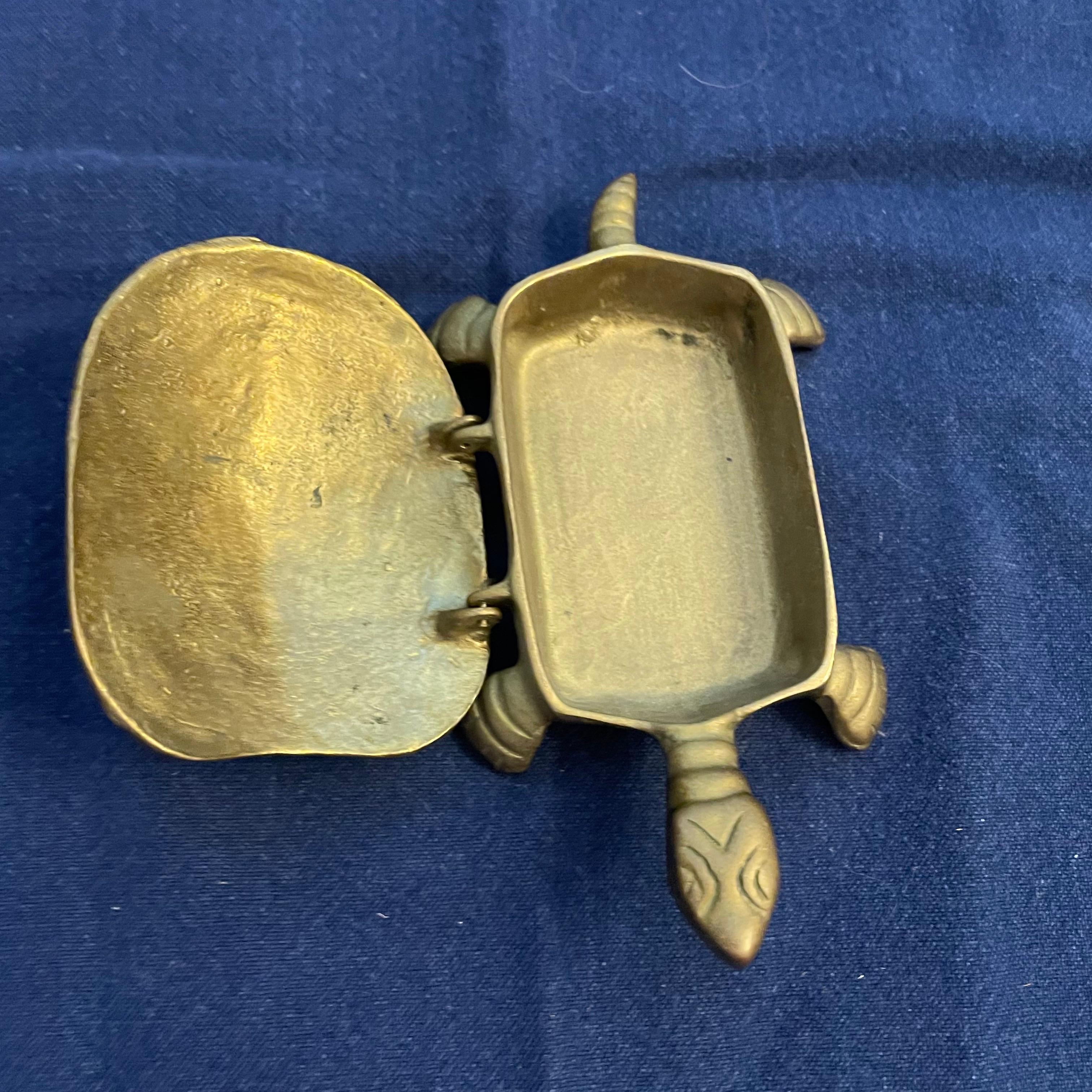 Other Vintage Brass Turtle Catchall with Hinged Lid
